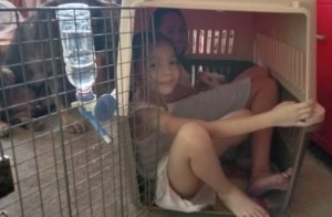 Michelle and Mary in a cage